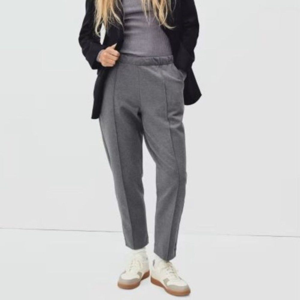 Everlane The Dream High Rise Pintuck Pull On Knit Work Pant Heathered Gray XS